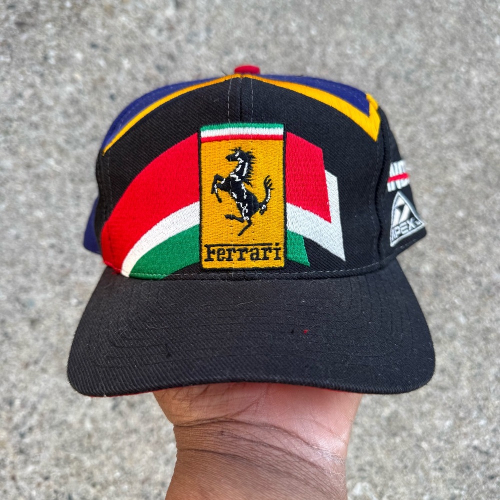 Vintage 90s Apex One Ferrari Racing Rare Snapback Hat